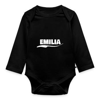 Emilia as a first name - Organic Longsleeve Baby Bodysuit - black - Front