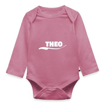 Gift for theo - Organic Longsleeve Baby Bodysuit - mauve - Front