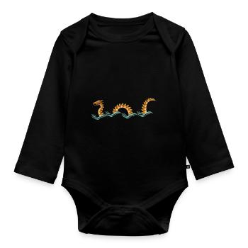 Monstre de la mer jaune, conception du serpent de mer jaune - Body Bébé bio manches longues - noir - Devant