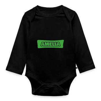 Geschenk für Amelia - Baby Bio-Langarm-Body - Schwarz - Vorne