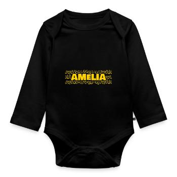 Vorname Amelia - Baby Bio-Langarm-Body - Schwarz - Vorne