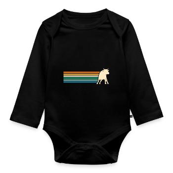 Büffel Rind Ochsen - Baby Bio-Langarm-Body - Schwarz - Vorne