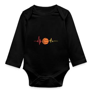 Basketballspieler Herzschlag Basketball - Baby Bio-Langarm-Body - Schwarz - Vorne