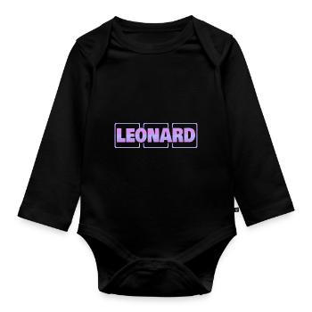 Geschenk für Leon - Baby Bio-Langarm-Body - Schwarz - Vorne