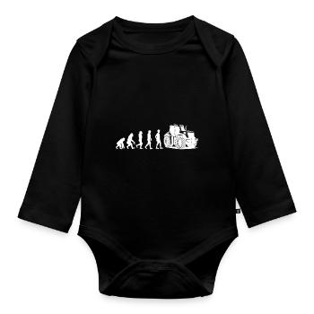 Landwirt Evolution weiß - Baby Bio-Langarm-Body - Schwarz - Vorne