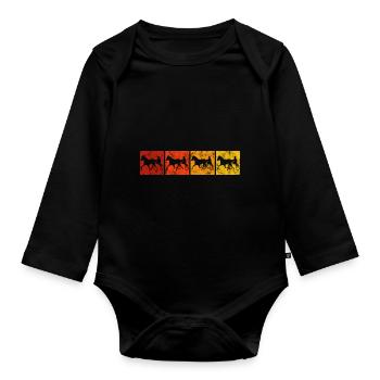 Trotteur trotter dans un style rétro ou vintage - Body Bébé bio manches longues - noir - Devant