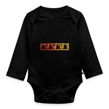 Frosch Frösche Geschenk für Kinder Lustig Witzig - Baby Bio-Langarm-Body - Schwarz - Vorne