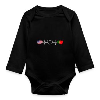 Super battement de cœur portugais américain pour - Body Bébé bio manches longues - noir - Devant