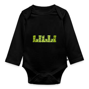 Name Lilli - Baby Bio-Langarm-Body - Schwarz - Vorne