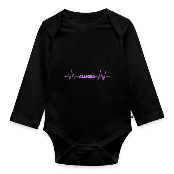 Herzschlag für Allegra Vorname heartbeat - Baby Bio-Langarm-Body - Schwarz - Vorne