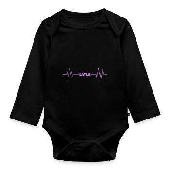 First name Layla - Organic Longsleeve Baby Bodysuit - black - Front