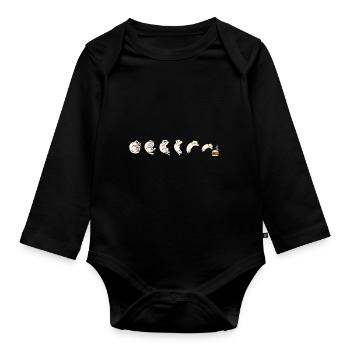 Cat, Hunger, Mouse, Burger, Fast Food, Kid - Organic Longsleeve Baby Bodysuit - black - Front