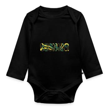 Summer - sun - holiday - good mood - Organic Longsleeve Baby Bodysuit - black - Front