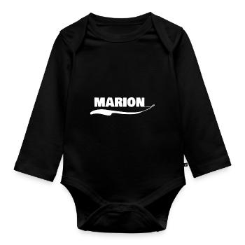 Prénom marion - Body Bébé bio manches longues - noir - Devant