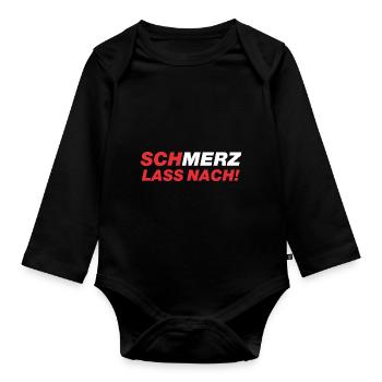 SchMerz lass nach - nein zu Merz - Baby Bio-Langarm-Body - Schwarz - Vorne