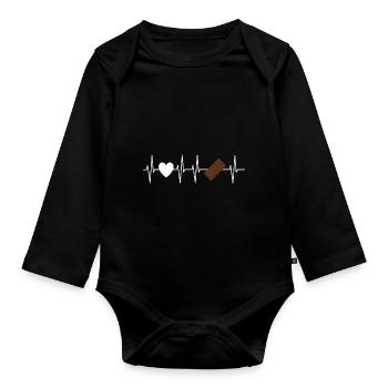 Herzschlag Schokolade - Cadeau De Chocolat - Body Bébé bio manches longues - noir - Devant