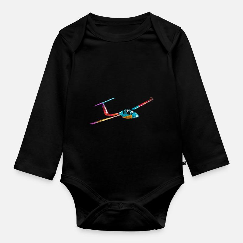 Glider Glider Pilot - Organic Longsleeve Baby Bodysuit - black