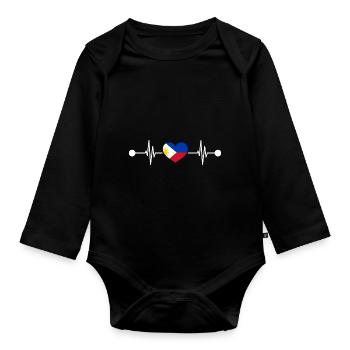 Heartbeat Philippine Philippines - Body Bébé bio manches longues - noir - Devant