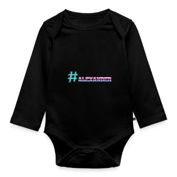Gift for Alexander - Organic Longsleeve Baby Bodysuit - black - Front