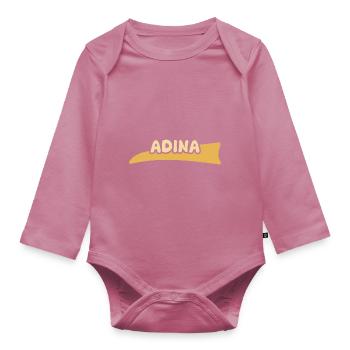 First name Adina - Organic Longsleeve Baby Bodysuit - mauve - Front