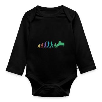 Evolution of man Piano Musician Retro Vintage - Baby Bio-Langarm-Body - Schwarz - Vorne