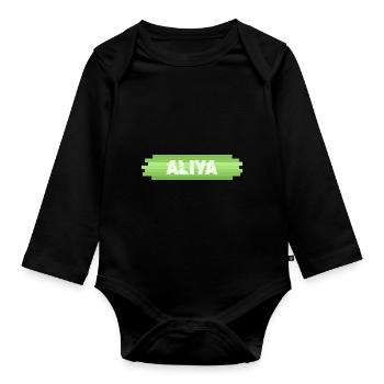 Gift for Aliya - Organic Longsleeve Baby Bodysuit - black - Front