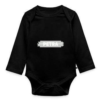 Petra als Name - Baby Bio-Langarm-Body - Schwarz - Vorne