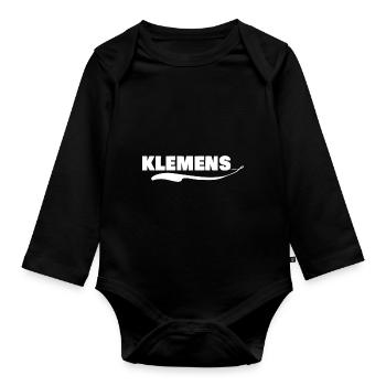 First name klemens - Organic Longsleeve Baby Bodysuit - black - Front