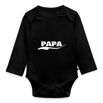 Papa as a first name - Organic Longsleeve Baby Bodysuit - black - Front