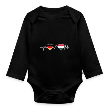 Ungare Deutscher Ungarn Herzschlag - Baby Bio-Langarm-Body - Schwarz - Vorne