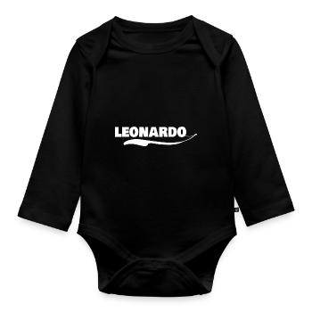 Prénom leonardo - Body Bébé bio manches longues - noir - Devant