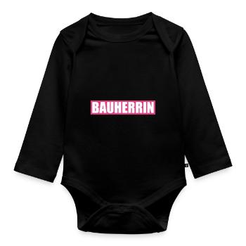 Bauherrin - Baby Bio-Langarm-Body - Schwarz - Vorne