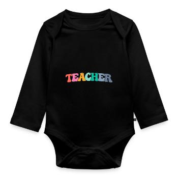 Meilleur professeur de tous les temps! Chemise femme, Enseignante - Body Bébé bio manches longues - noir - Devant