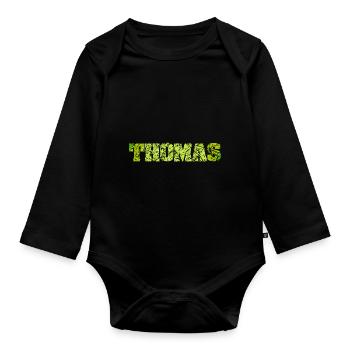 Gift for Thomas - Organic Longsleeve Baby Bodysuit - black - Front
