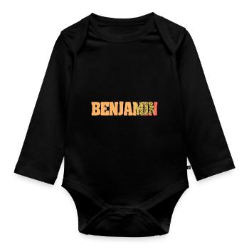 Geschenk für Benjamin - Baby Bio-Langarm-Body - Schwarz - Vorne