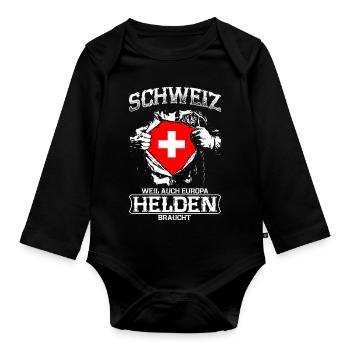 Suisse - heroes - Europe - Body Bébé bio manches longues - noir - Devant