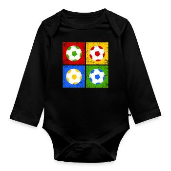 Fußball Pop-Art - Baby Bio-Langarm-Body - Schwarz - Vorne