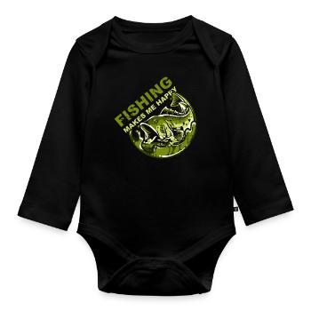angler - Organic Longsleeve Baby Bodysuit - black - Front