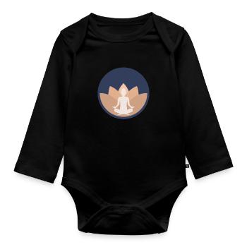 Yoga Yogilates Lotus de méditation sportive - Body Bébé bio manches longues - noir - Devant