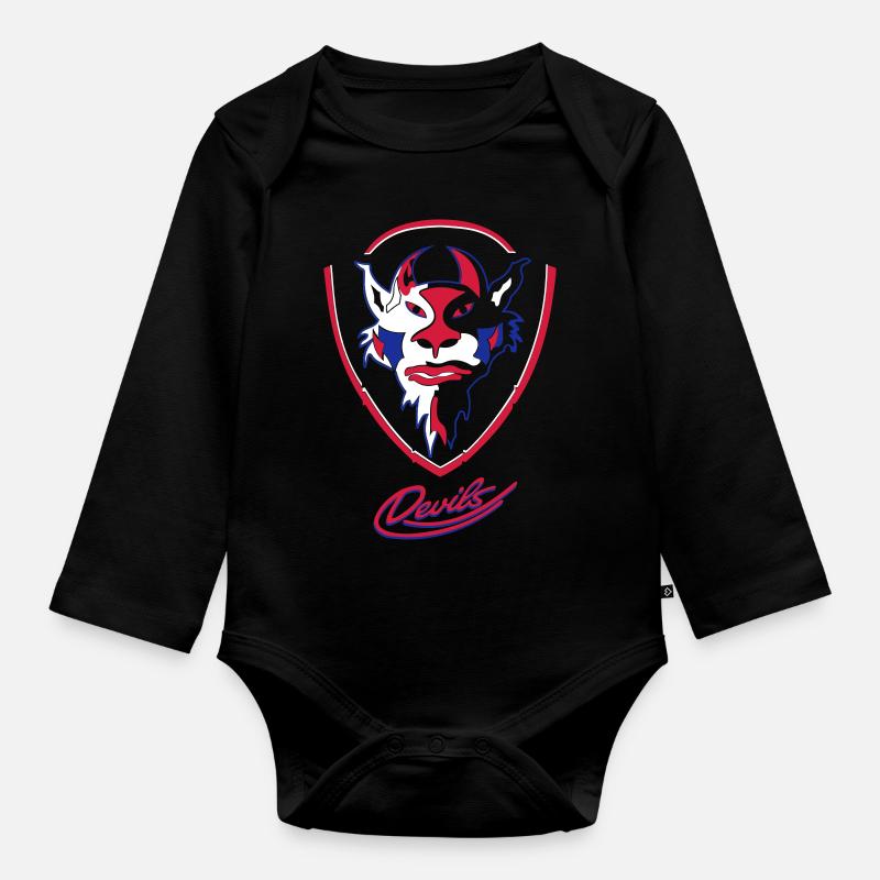 Longing Devils logo with Devils script - Organic Longsleeve Baby Bodysuit - black
