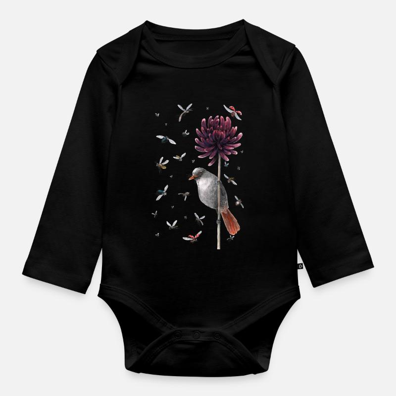 Vogel & Fliege - Baby Bio-Langarm-Body - Schwarz