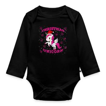 Licorne de Noël - Body Bébé bio manches longues - noir - Devant