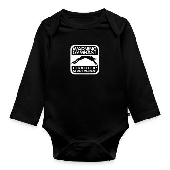 Warning Gymnast Could Flip At Any Moment Gymnastics - Organic Longsleeve Baby Bodysuit - black - Front