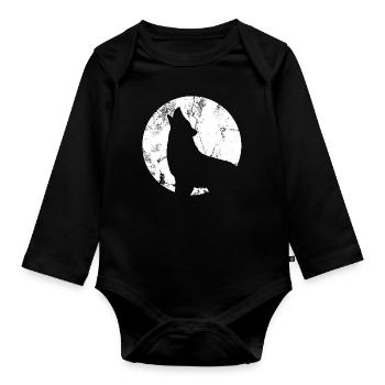 Wolf Mond - Baby Bio-Langarm-Body - Schwarz - Vorne