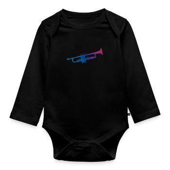 Instrument de musique trompette - Body Bébé bio manches longues - noir - Devant