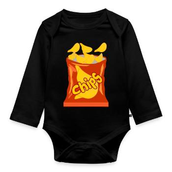 Sac de cadeau de pommes de terre chips - Body Bébé bio manches longues - noir - Devant