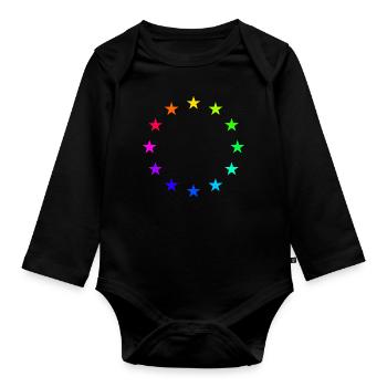 étoiles colorées du drapeau de l'europe - Body Bébé bio manches longues - noir - Devant