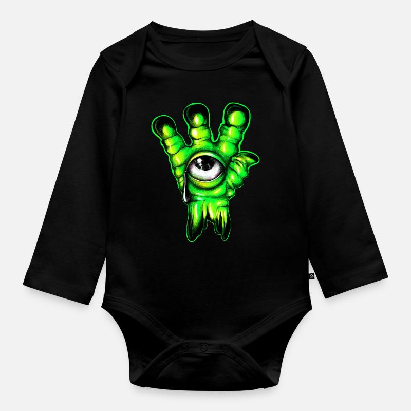 Alien Hand Farbe - Baby Bio-Langarm-Body - Schwarz