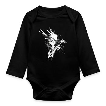 The White Raven - Organic Longsleeve Baby Bodysuit - black - Front