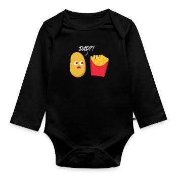 Pommes Frites Dad? Kartoffel Fritten Fastfood - Baby Bio-Langarm-Body - Schwarz - Vorne